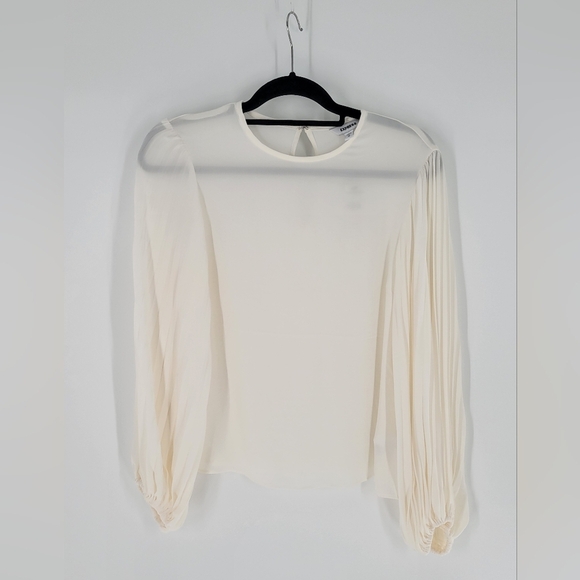 Express Pleated Balloon Sleeve Top - Ivory - Size M - Picture 1 of 5